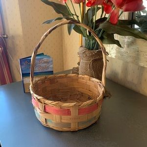 Easter Basket VINTAGE condition 1950’s Large, HAND WOVEN MEXICAN WICKER, clean.